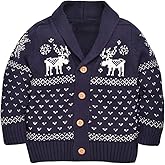 SANMIO Toddler Baby Boys Girls Deer Christmas Cardigan Sweater Long Sleeve Button-up Coat 6M-4T