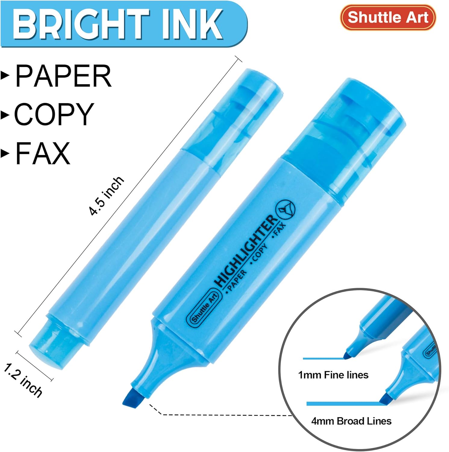 Highlighters, Shuttle Art 8 Assorted Colors Highlighter Pens, Chisel Tip Dry-Quickly Non-Toxic Highlighter Markers for Adults Kids Highlighting in the Home School Office : Office Products