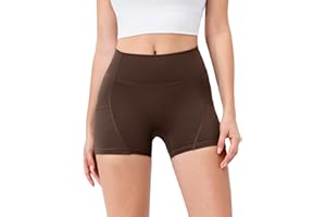 Clilopoal High Waisted Biker Shorts Women No Front Seam Tummy Control 4'' Workout Shorts Soft Booty Yoga Pants with Pockets