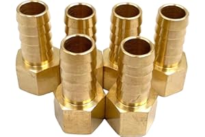 BUMUGUFU 6Pcs 3/8" NPT to 1/2" Barb Pipe Fitting Adapters,Brass 1/2" Barb x 3/8" NPT Female Hose Barb Fittings