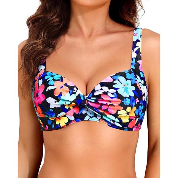 Elomi Women's Toyama Tides Plunge Bikini Top - Underwire Swimwear Top With UK Sizing