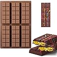 BABORUI 6 Cavities Chocolate Bar Mold Deep with 100Pcs Bags, Thick Chocolate Bar Mold for Stuffed Bar, Silicone Chocolate Mold for Filling Knafeh Pistachio Chocolate Bar(10 Snap)