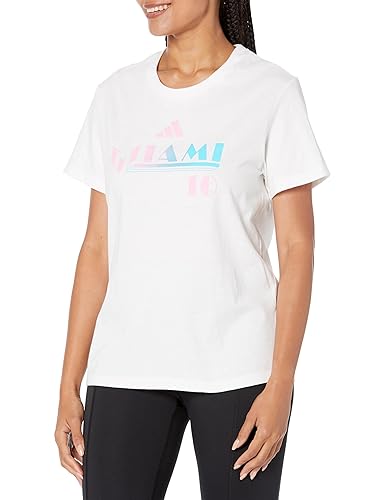 Adidas Womens Messi M IAMI Short Sleeve T-Shirt, White, Large - Amazon deal for $10.59