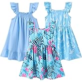 PATPAT Multipack Girl Toddler Dresses Sleeveless Flamingo Striped Toddler Casual Dresses