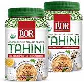 LiOR Organic Tahini Paste, Tahini for Dubai Chocolate and Hummus, 2 Pack | Creamy Sesame Paste for Hummus crafted from premium sesame seeds for sauces, dressings, baking, and Dubai chocolate 16 oz