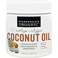 Organic Coconut Oil, Cold-Pressed - Natural Hair Oil, Skin Oil and Cooking Oil with Fresh Flavor, Non-GMO Unrefined Extra Vir