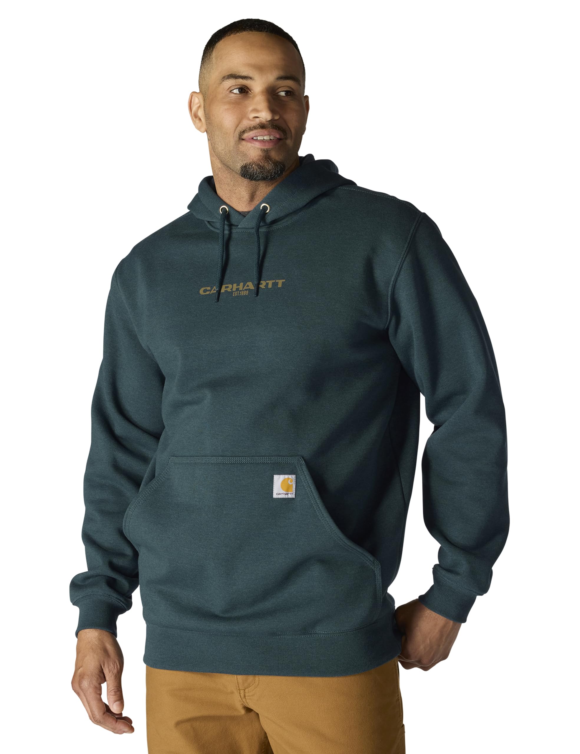 Carhartt Men’s Rain Defender Loose Fit Midweight 1889 Graphic Sweatshirt, Greenstone Heather, XX-Large Tall