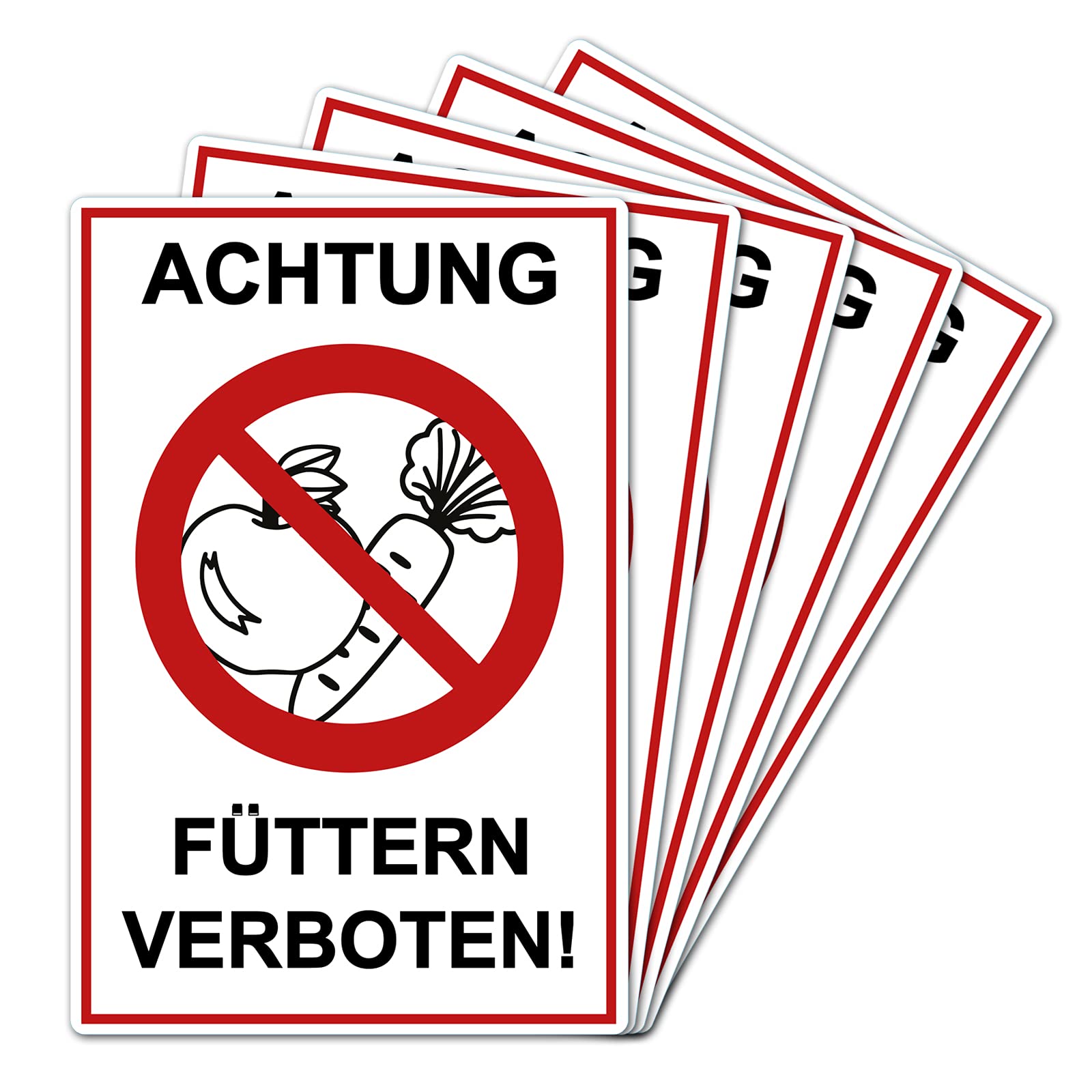 STROBO Pack of 5 Warning Feeding Verbot! Sign 20 x 30 cm Made of Sturdy PVC Hard Foam Board 3 mm with UV Protection