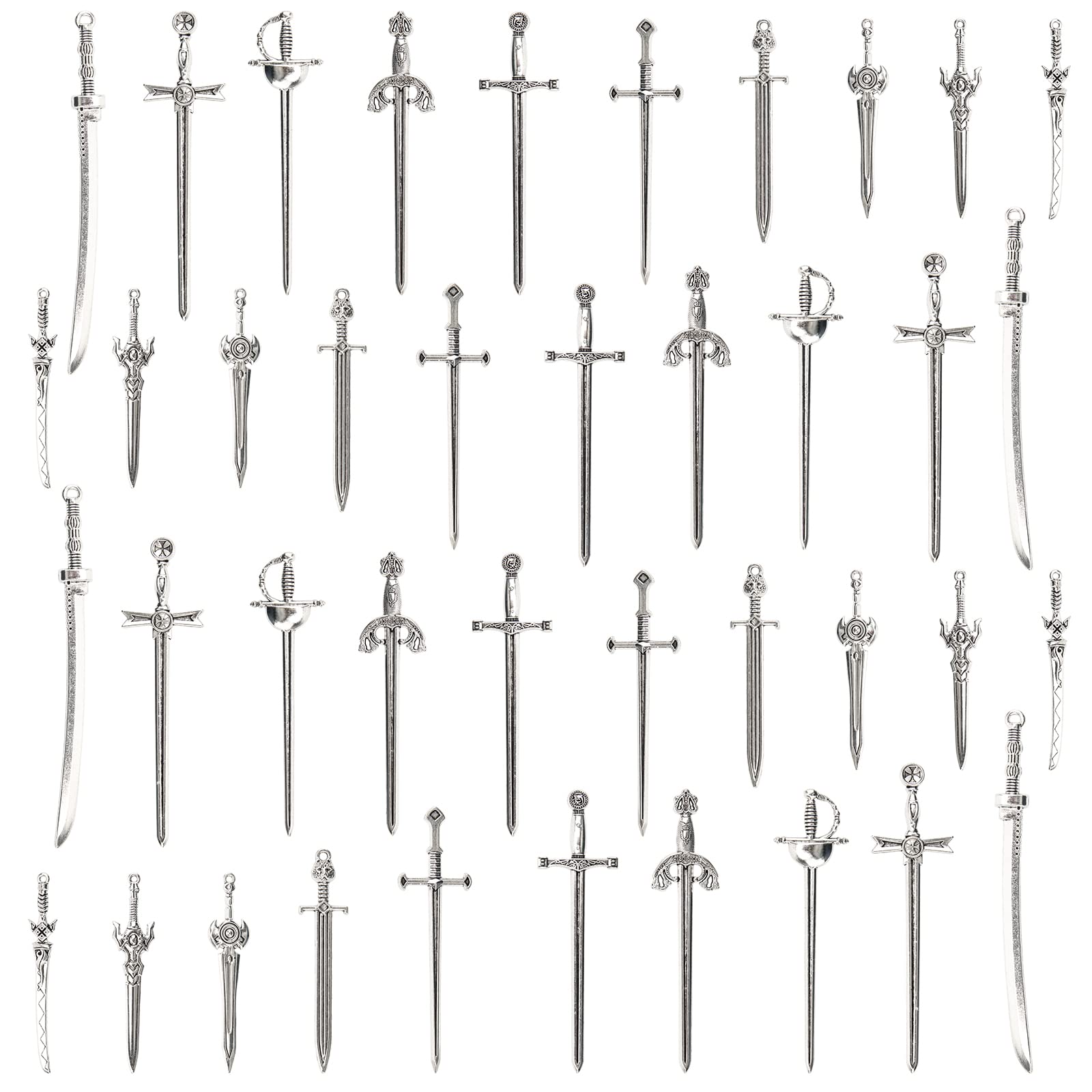Windspeed Silver Antique Swords Bookmark Set- 40 Pcs, Ancient Sword Pens for Book Lovers