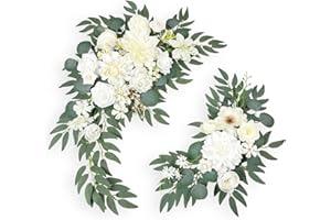 BASIMAN Pack of 2 Wedding Arch Flowers,Wisteria Hanging Flowers,Faux Flowers,Flower Garland Be Suited to Wedding Arch,Aisle Decorations for Wedding Ceremony,Wedding Arches for Ceremony (White)
