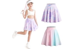 YITLA 2 Pack Girls Skorts Girls Tennis Skirt Girls' Skirts & Skorts Flowy Shorts Girls Girls Tennis Skirt Girls Athletic Skort