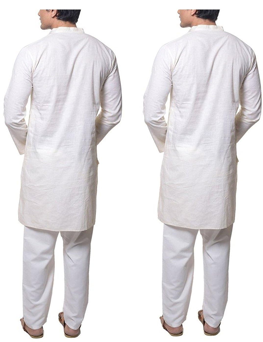 royal men's white active wear pure cotton kurta pyjama set of 2