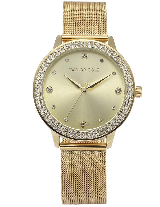 Taylor Cole Damen Armbanduhr Analog Quarzuhr Edelstahl Milanese Band Rose Gold Silber Schwarz