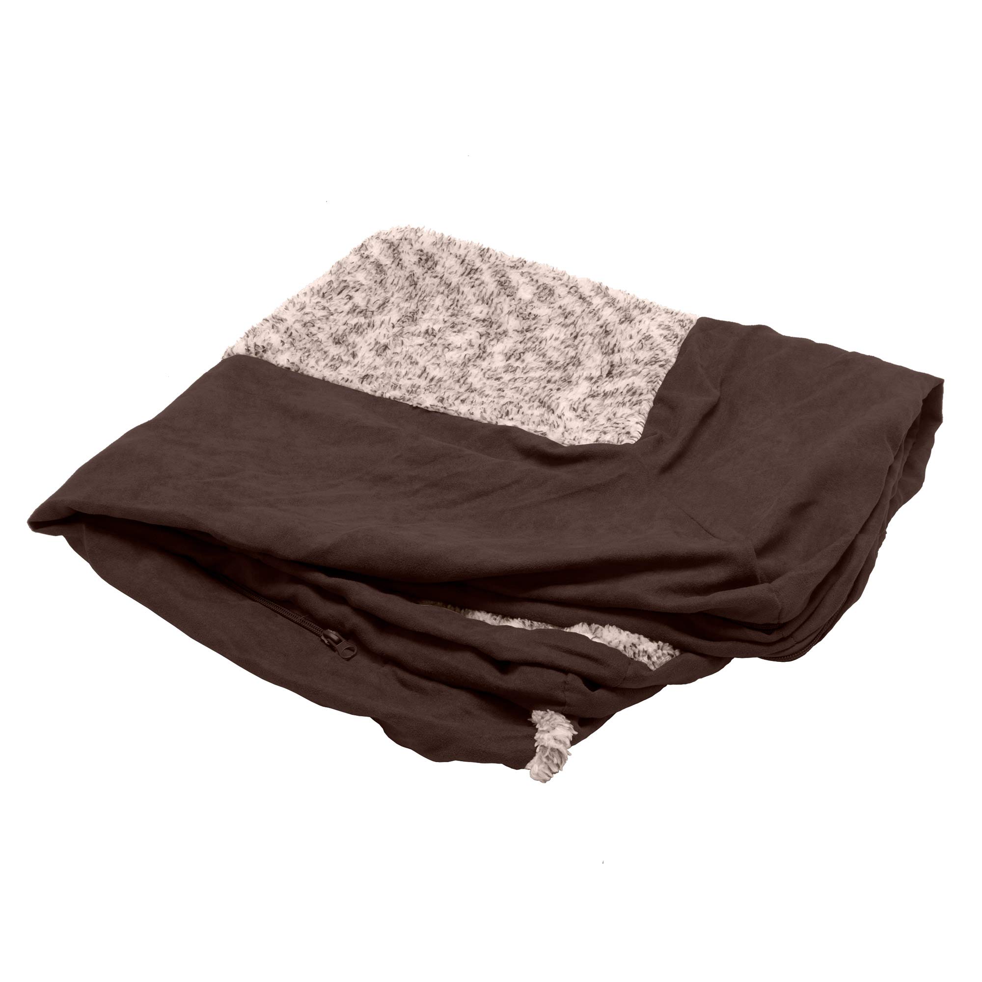 Furhaven Replacement Dog Bed Cover Two Tone Faux Fur And Suede L Shape Machine Washable Navy Jumbo XL