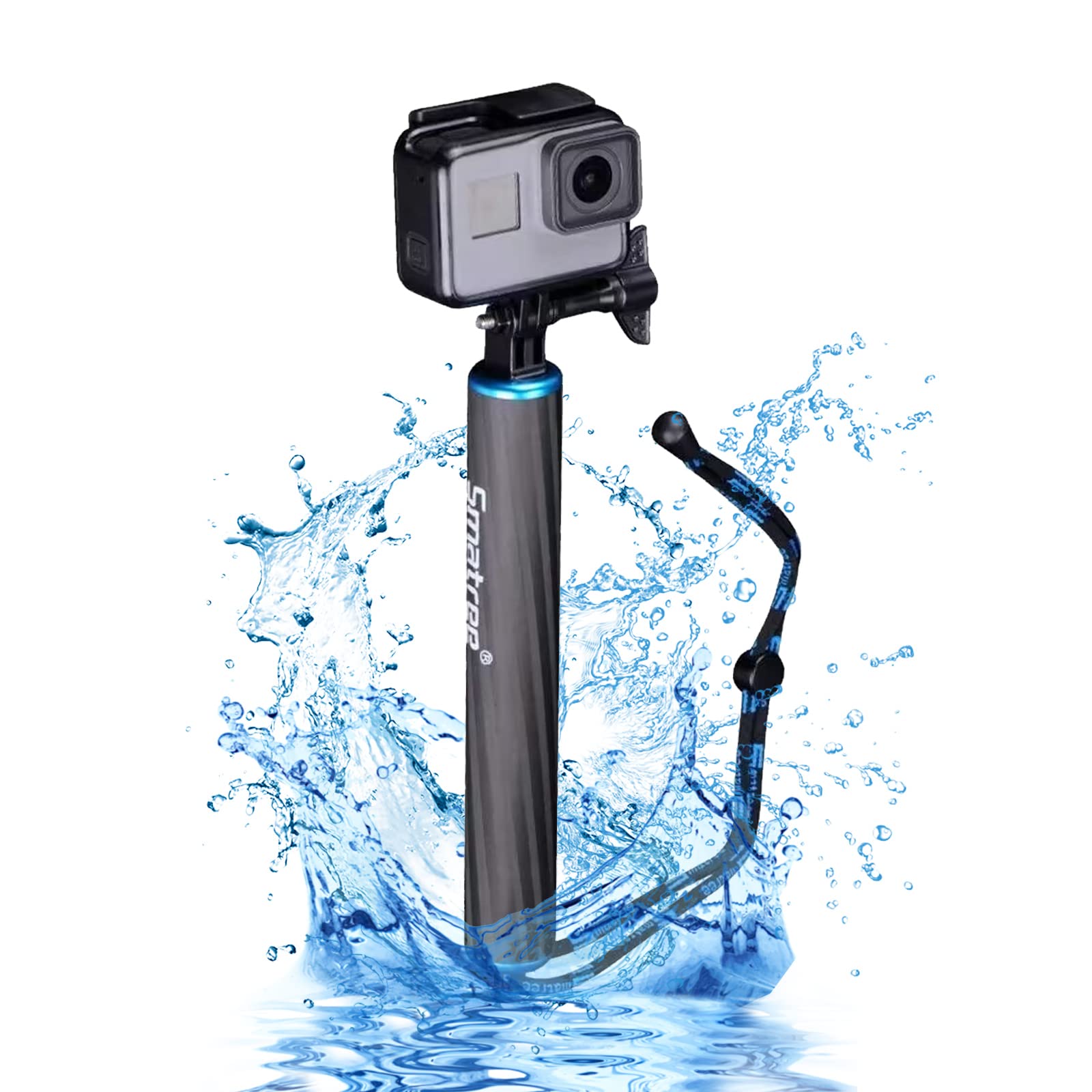 Smatree Waterproof Floating Carbon Fiber Hand Grip for GoPro Fusion Max/GoPro Fusion/HERO 2018, HERO 12/11/10/9/8/7/6/5/4/3/2/1, DJI Osmo Action,Insta 360