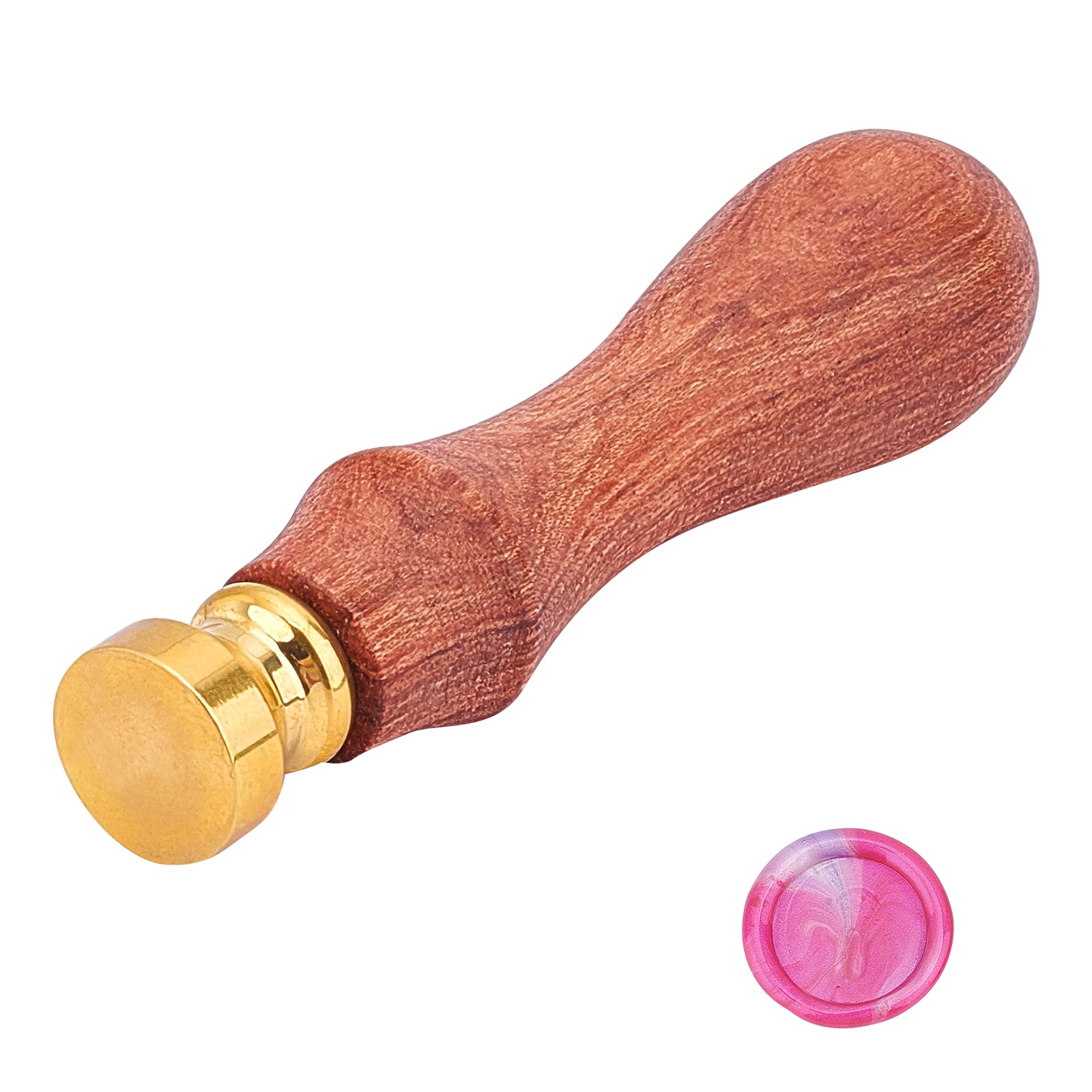 CRASPIRE Sealing Wax Stamp 15mm Round Blank Wax Seal Stamp Head Removable Brass Seal Head Pear Wooden Handle for Sealing Stamp Envelopes Halloween Witchcraft Gifts Cards Wedding Invitations