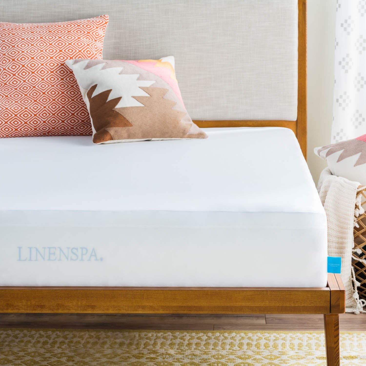 LINENSPA Premium Smooth Fabric Mattress Protector-100% Waterproof-Hypoallergenic-Vinyl Free Protector, Twin, White: Home & Kitchen