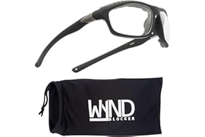 WYND Blocker Airdam Sunglasses Motorcycle Riding, Driving, Fishing, Boating Wrap (Black Matte, Clear)