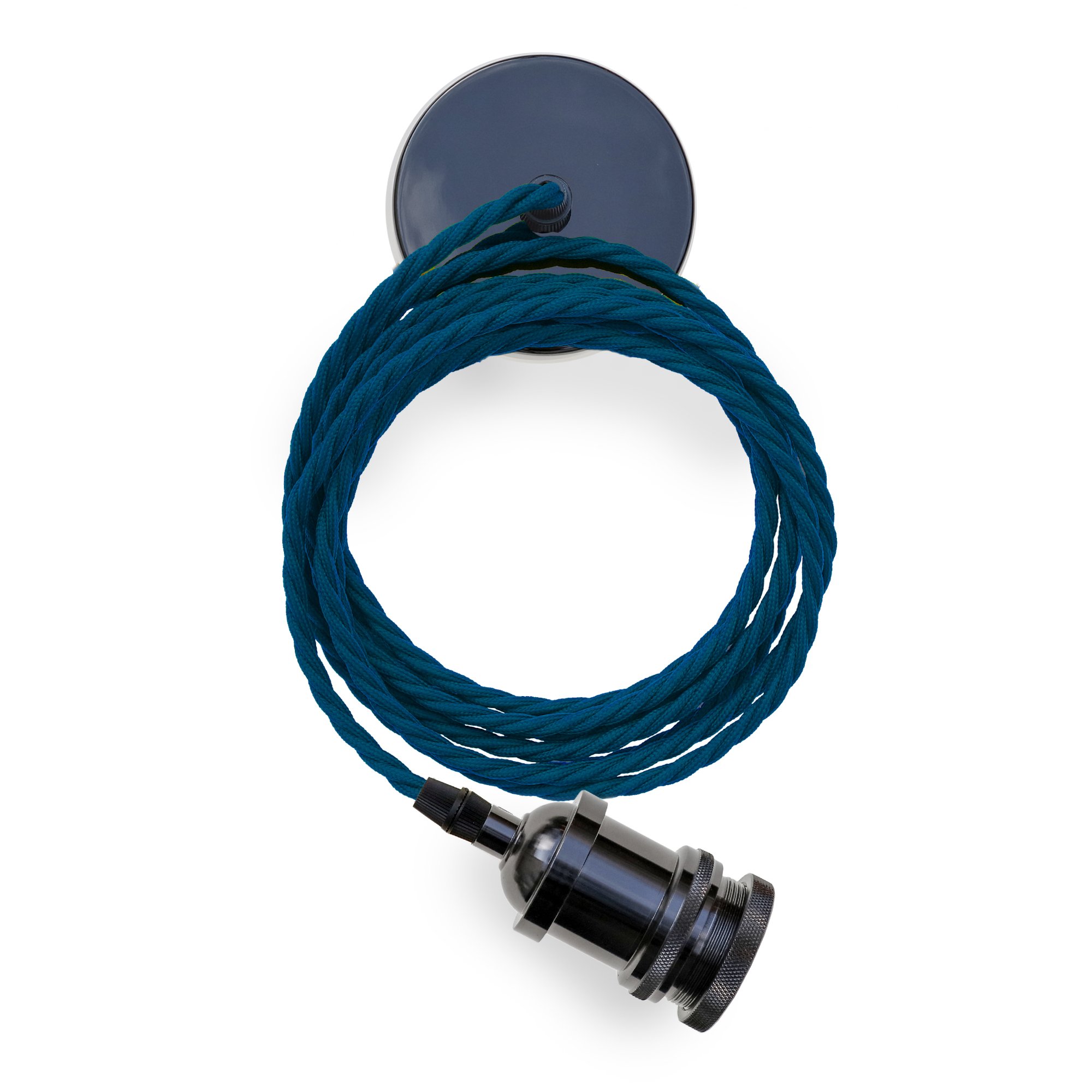 Eddie and Sons 1 Drop Gun Metal Pendant with Navy Cord