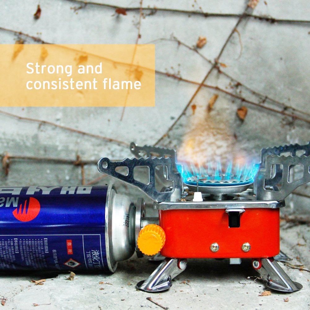XUELIEE Ultralight Mini Portable Outdoor Backpacking Camping Stove with Piezo Ignition Stent