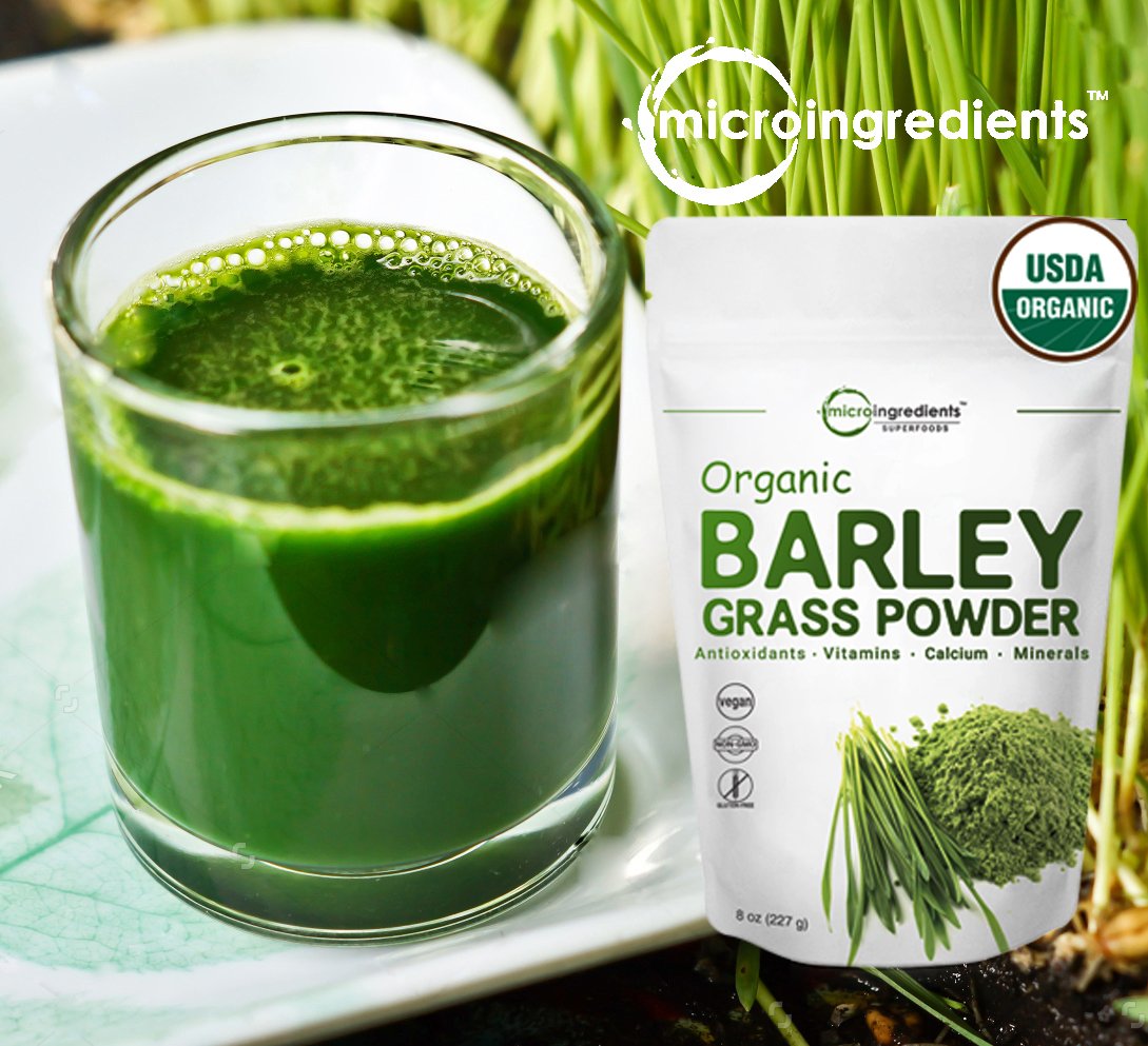 Barley Grass Powder Pure USDA Organic 8 Ounce Rich Fiber Vitamins
