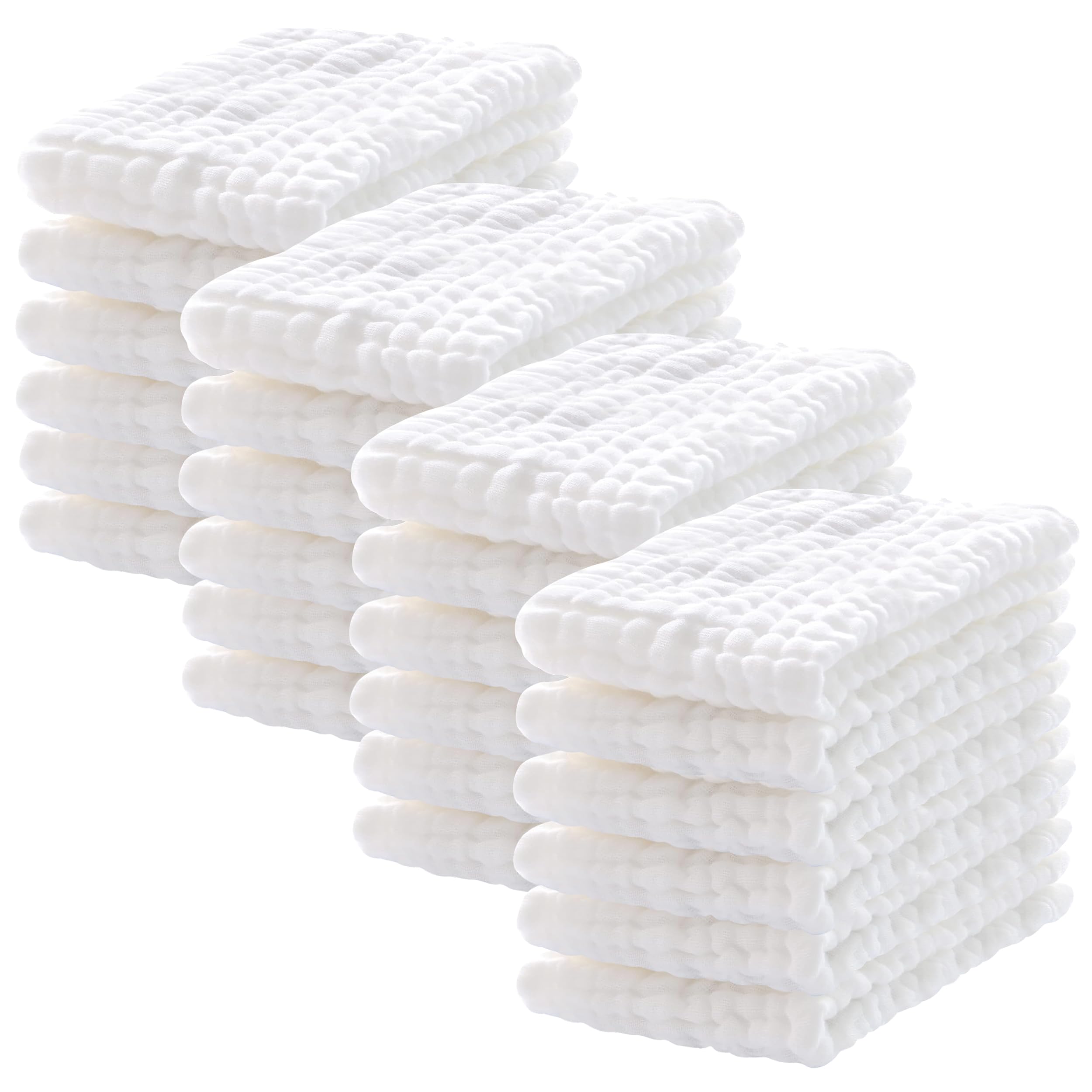 Photo 1 of Lovely Care 24 Pack Muslin Burp Cloths 100% Cotton Muslin Cloths Large 20''x10'' Extra Soft and Absorbent Baby Burping Cloth - White