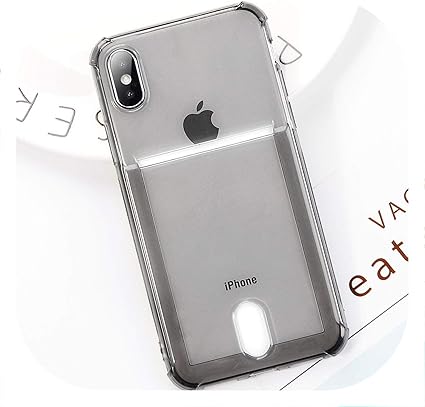 Amazon ソリッドカラー 透明 アンチノック カードポケット 電話ケース Iphone X Xs Xr Xs Max 8 7 6 6s Plus シンプル ソフト Tpu バックカバー For Iphone 6 6s ブラック ケース カバー 通販