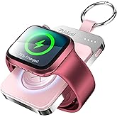 Pddosi Portable Wireless Charger Compatible for Apple Watch Series 10/9/8/UItra/7/6/5/4/3/2/SE, 1500mAh Portable iWatch Charger Travel, Magnetic Portable Watch Charger Keychain with USB C (Pink)