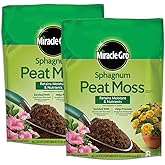 Miracle-Gro Sphagnum Peat Moss, 8 qt. (2-Pack) | Enriched with Plant Food, Add to Potting Mix and Native Soil