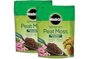 Miracle-Gro Sphagnum Peat Moss, For Containers and In-Ground, 8 qt., 2-Pack