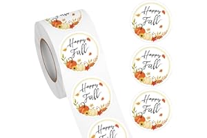 Heyfibro 500 PCS 1.5 Inch Happy Fall Stickers Roll for Adults, Gift Packing, Cards, Candy Bags, Envelopes, Party Supplies（Pumpkin 2）