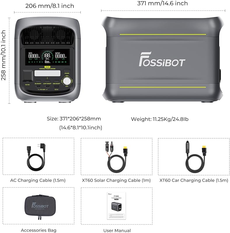 F1800 Central Portátil 1800W, Gerador Solar LiFePO4 bateria 1024Wh, Modo ECO, Porta Tipo-C 100W, carregamento rápido 0-80% em 45 minutos, Controlo por aplicação para caravana, campismo e casa — foto 6 de 8
