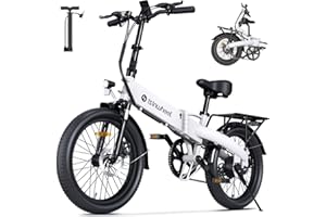 isinwheel U5 Pro Road E Bike for Adults Electric Bike with Front Suspension, 48V 500W Folding Ebikes for Adults, Aluminum Frame, 7 Speed Gear, 20mph Foldable Electric Bicycles, 20" Fat Tire Ebike