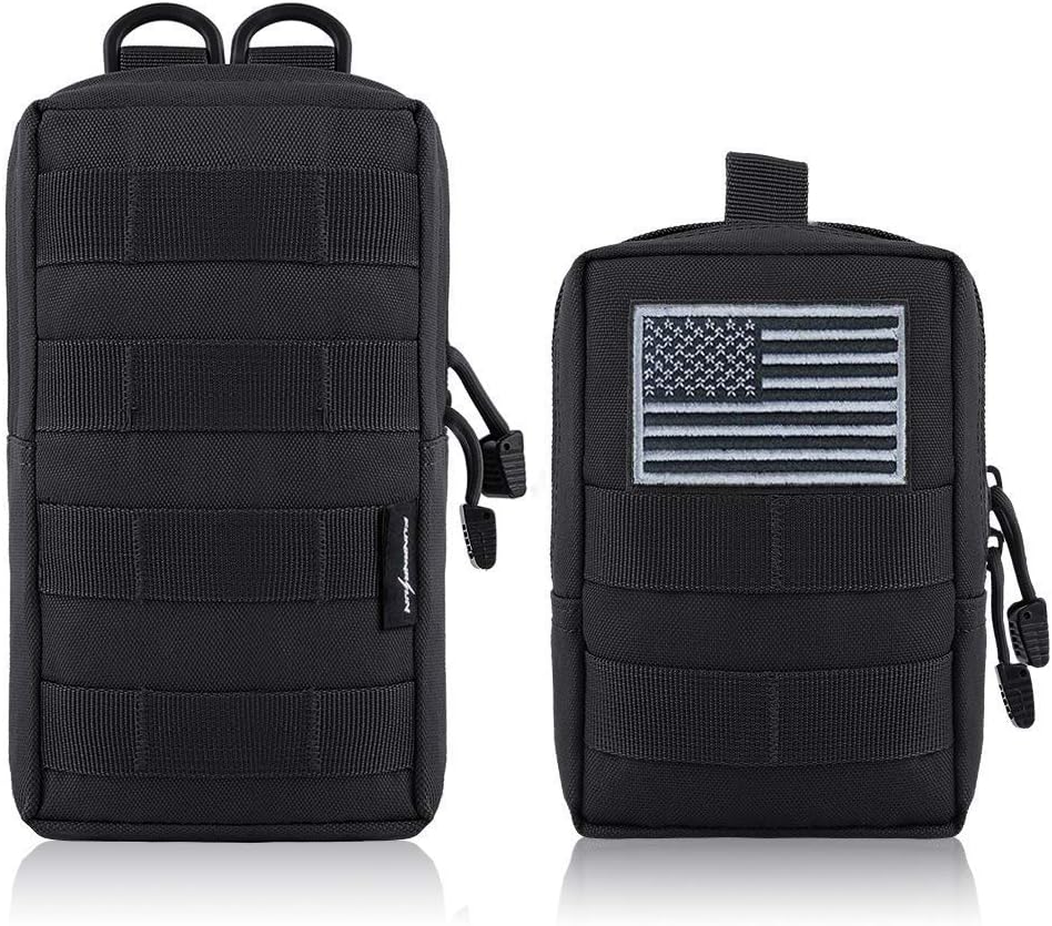 FUNANASUN 2 Pack Molle Pouches - Tactical Compact Water-Resistant EDC Utility Pouch Bags