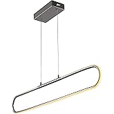 JONATHAN Y 39" Chrome Modern Linear LED Pendant, Dimmable Adjustable Hanging Light Fixture for Kitchen Island, Dining Room, M