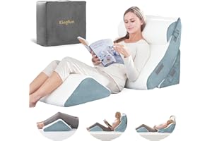 Kingfun 4pcs Orthopedic Bed Wedge Pillow Set for Sleeping, Memory Foam for Sleeping,Breathable Triangle Pillow Wedge, Post Surgery Memory Foam for Back, Leg Pain Relief, Sitting