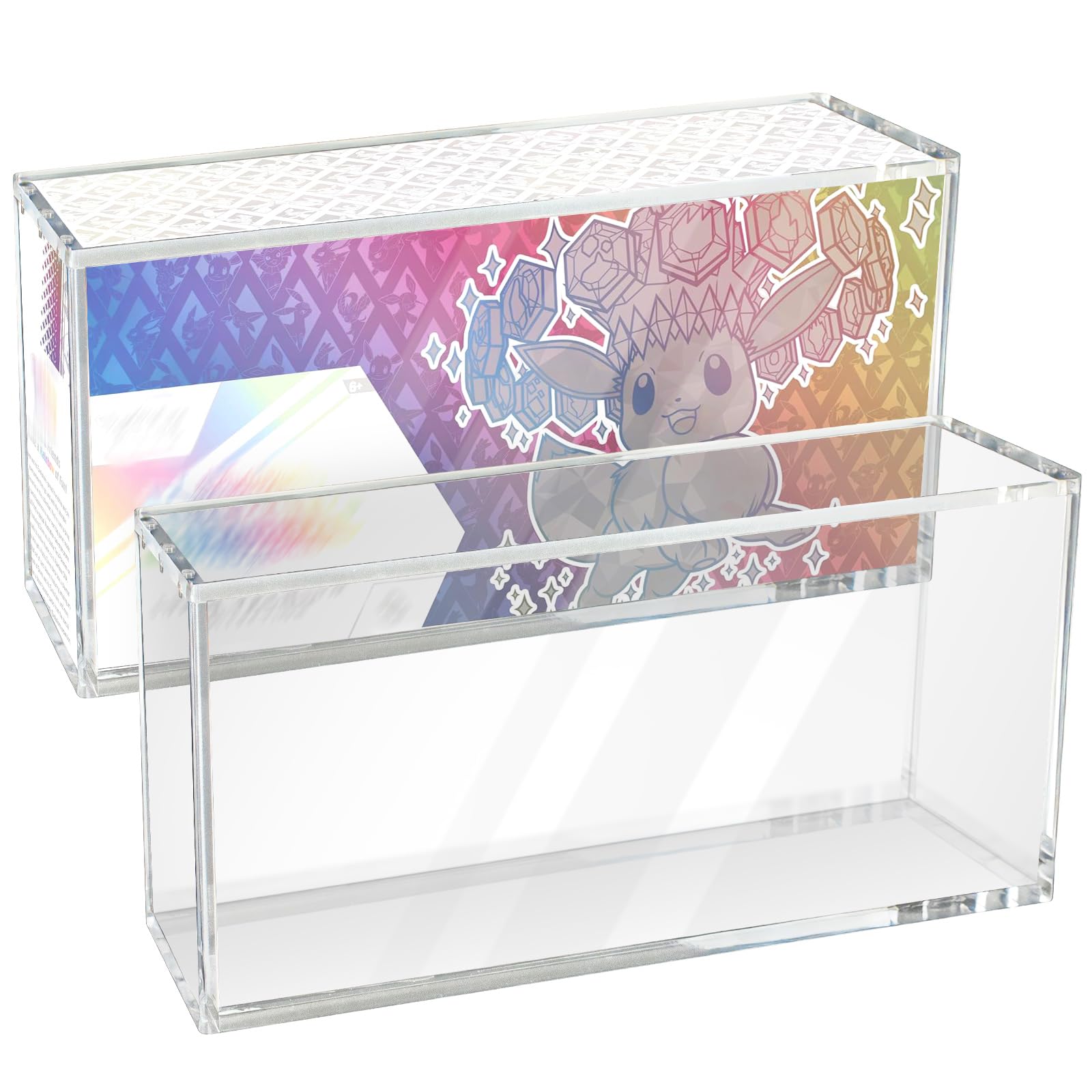 Photo 1 of Clear Acrylic Case Compatible with Prismatic Evolutions Super Premium Collection Box, Stackable 8+5mm Thick Acrylic Display Case for Prismatic Evolutions SPC Box with Magnets Lid (14.4"Lx3.4"Wx6.9"H)
