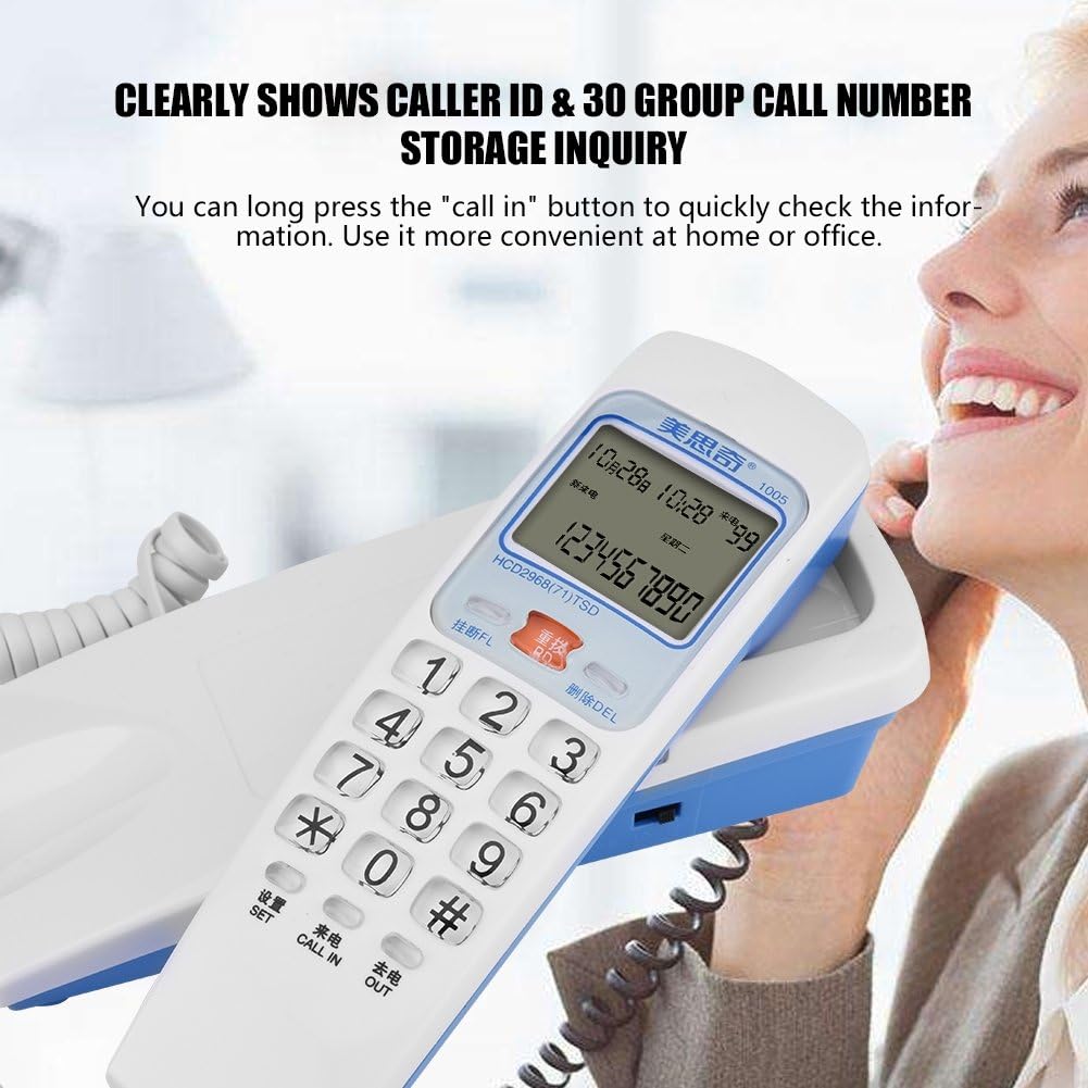 Trimline Corded Landline Phones with Caller ID & Backlit Dial, 30 Group Call Number Storage Inquiry, Crystal Big Button Fashion Extension Telephone for Home Office(White) : Electronics