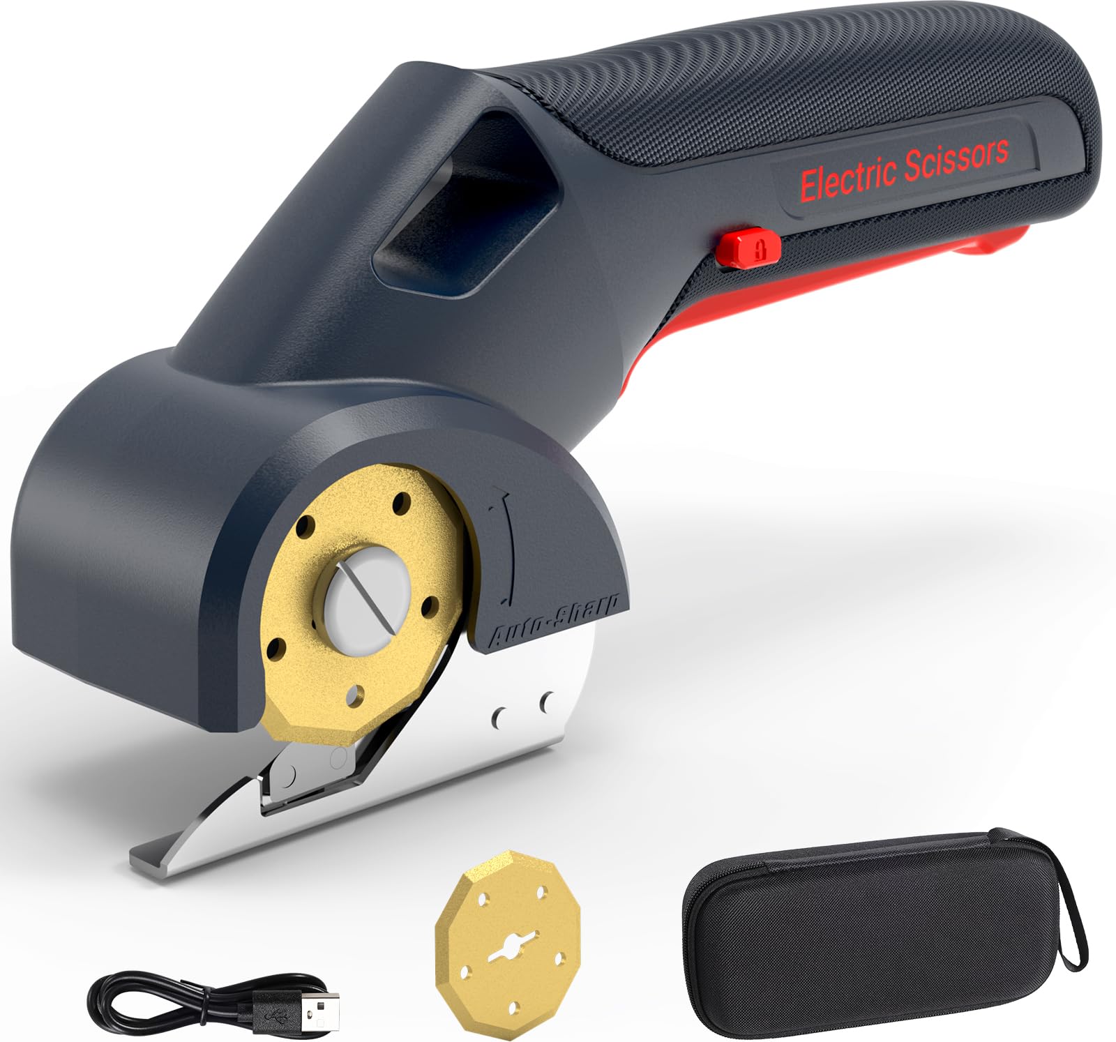Photo 1 of EXPEDMAN 2025 NEW 4V Cordless Electric Scissors, Cardboard Cutter with 2 Titanium Blade, Safety Lock & Extra Blade, Rotary Cutter for Cardboard,Fabric,Plastic, Gifts for Men&Women - Grey