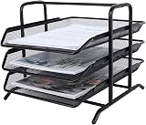 EasyPAG 3 Tier A4 Mesh In Tray Office Desk Tidy File Holder Black view 2