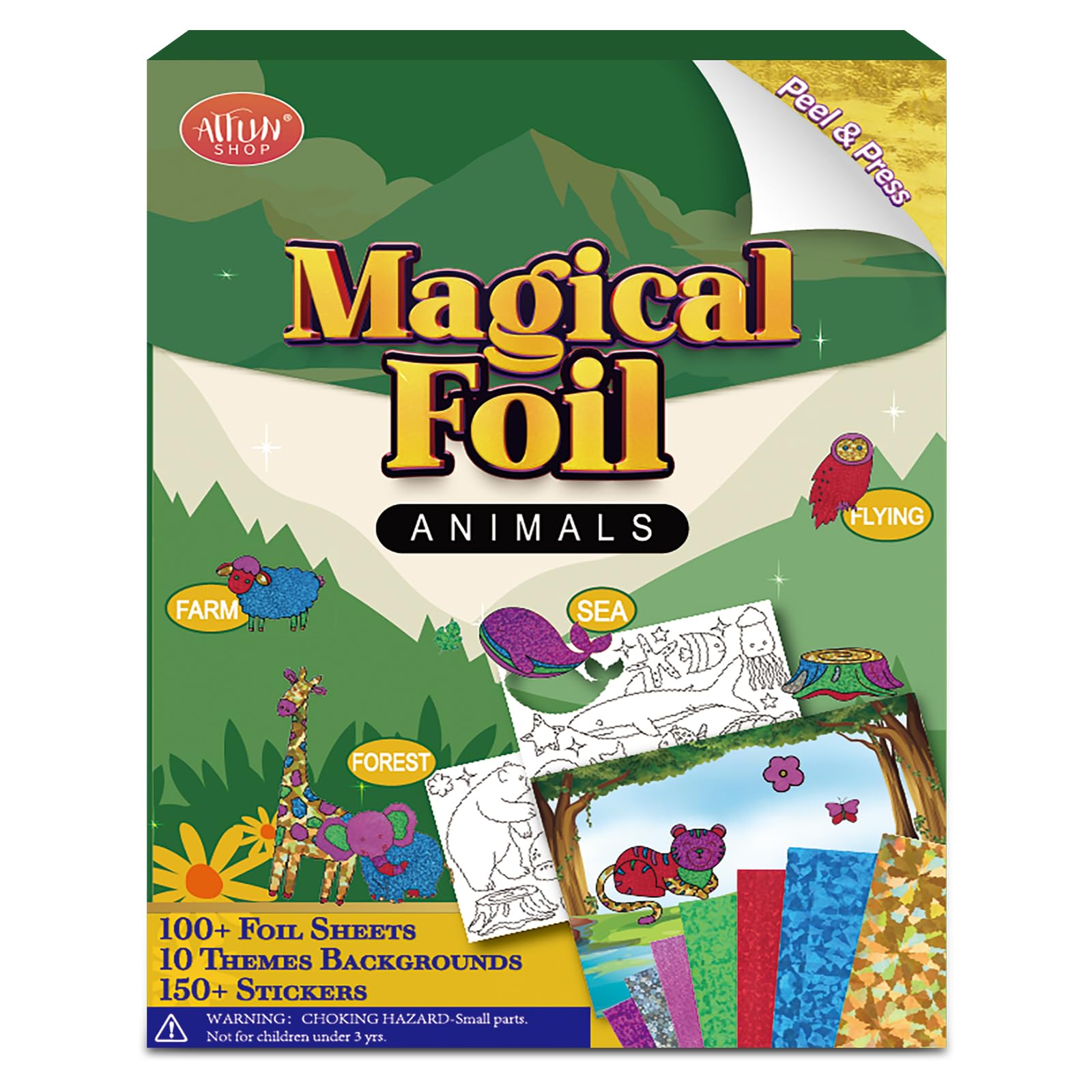 ATFUNSHOP Magical Foil Art Animals in Forest Farm Sea & Birds - No Mess Foil Craft Kit for Kids Ages 4 5 6 7 8 9 Fun Creative DIY Activity, Ideal Birthday Gift for Girls Boys โ image 1