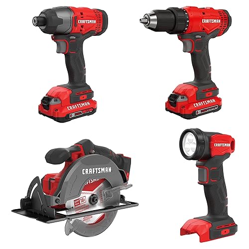CRAFTSMAN V20 MAX Power Tool Combo Kit, 4-Tool Cordless Power Tool