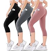 Blisset Women's High Waisted Capri Buttery Soft Tummy Control No See Through Workout Athletic Running Yoga Cycling