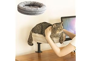 ZBUQ Adjustable Cat Bed Hammock for Desk, Under Desk Pet Resting Cradle, Indoor Cat Sleeping Lounger