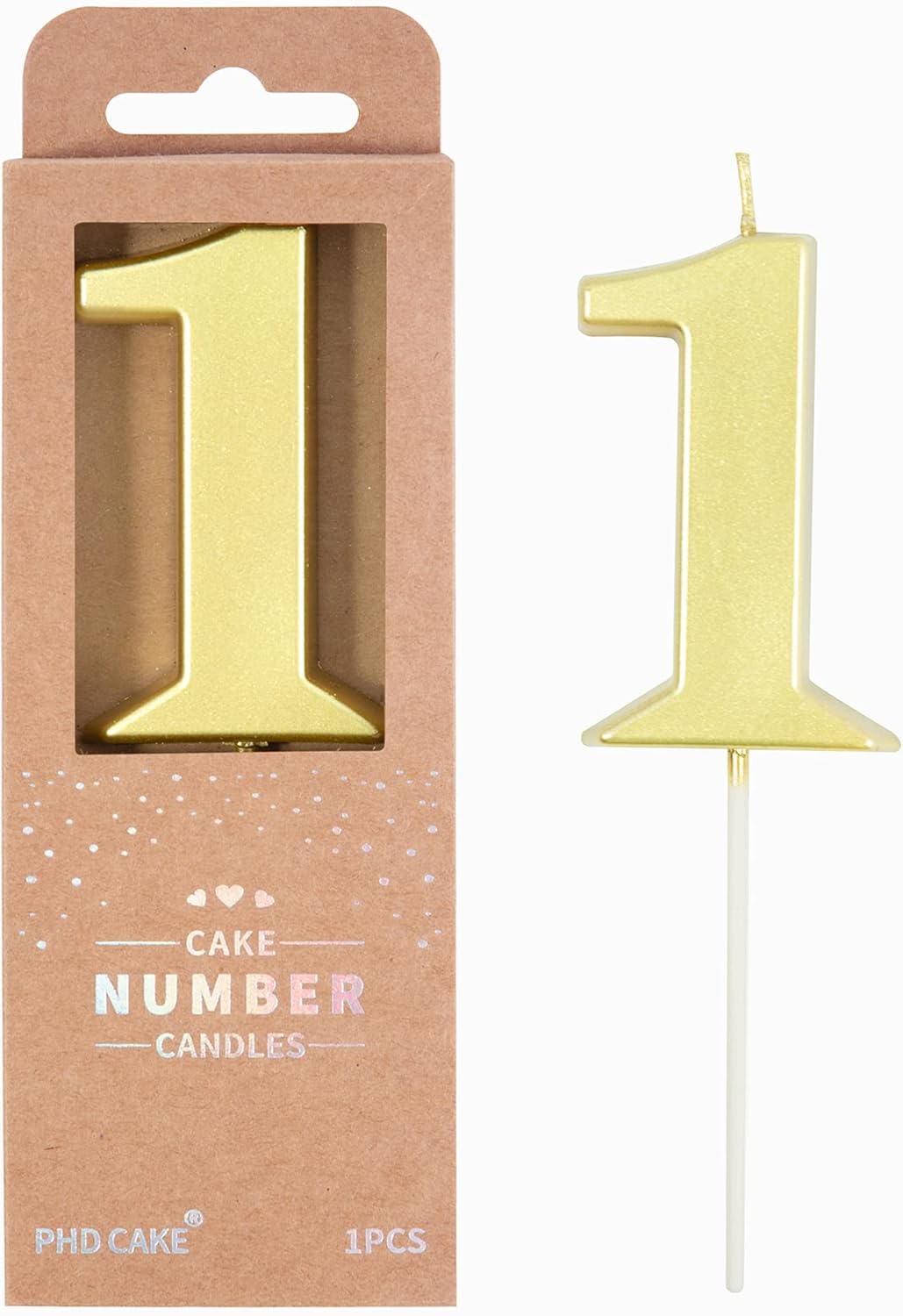 Candles & Holders - PHD CAKE 2.76 Inch Modern Gold 1 Number Birthday Candles, Gold Number Candles, Cake Number Candles, Party Celebration