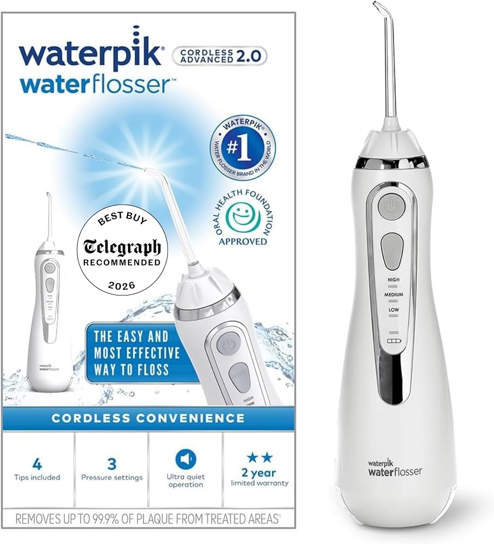 Waterpik WP-580UK Cordless Advanced Water Flosser White 3 Settings USB