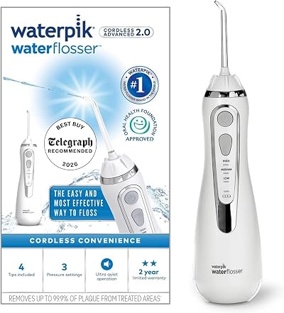 Waterpik WP-580UK Cordless Advanced Water Flosser White 3 Settings USB