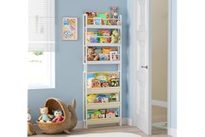 HAVLOTII Kids Bookshelf - 6-Tier Wall Mounted Book Shelf for Kids Rooms, Modern Style, Childrens Bookcases