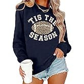 Ithalt Game Day Sweatshirt Women Cute Football Graphic Pullover Shirt Football Season Long Sleeve Tops