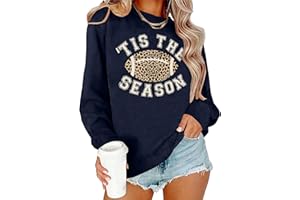 Ithalt Game Day Sweatshirt Women Cute Football Graphic Pullover Shirt Football Season Long Sleeve Tops